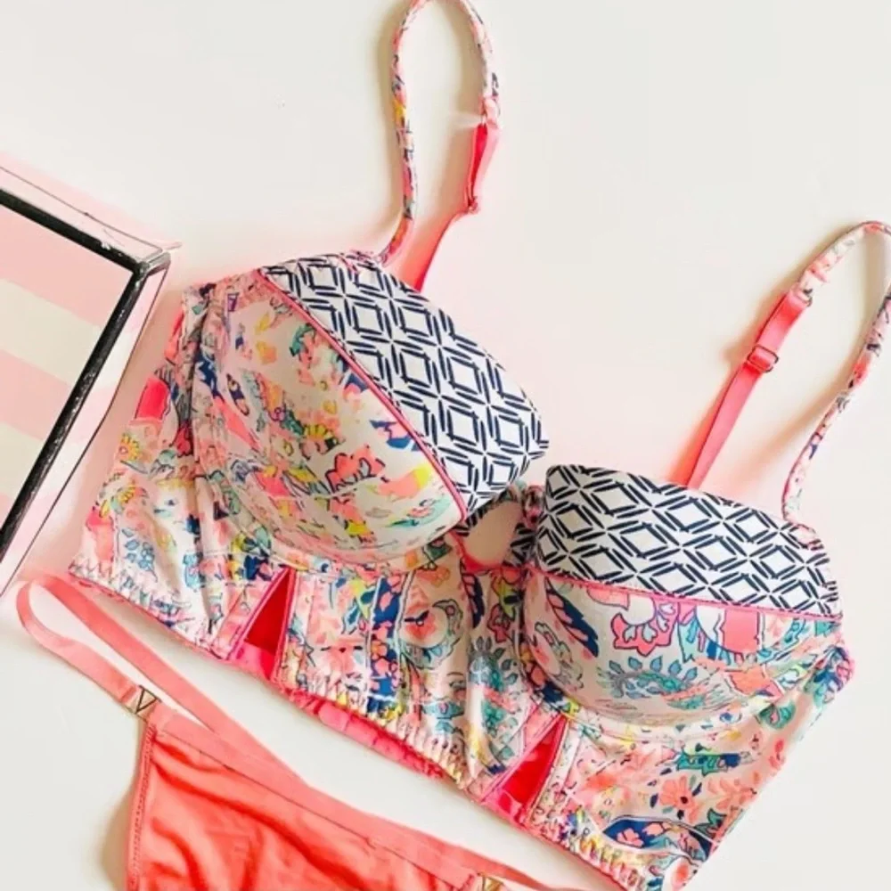 Victoria’s Secret Very Sexy Coral Paisley Balconette Bra 34B $70